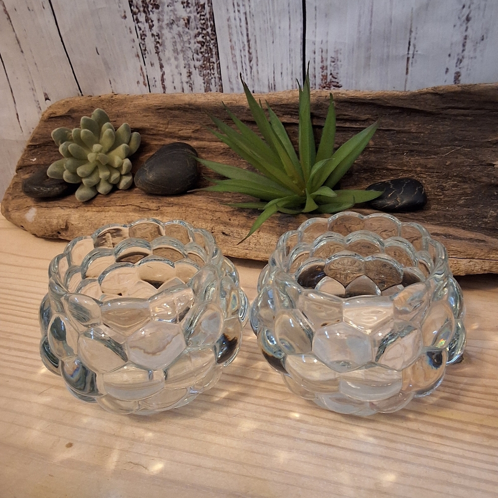 Pier 1 clear bubble glass votives